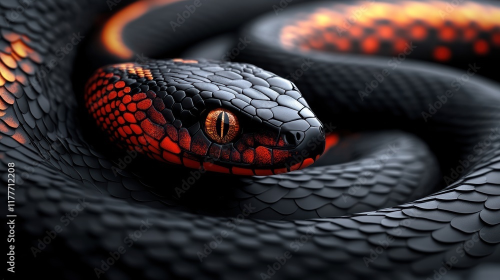 Fototapeta premium Sleek and Minimalist Snake Design with Layered Textures in Focus