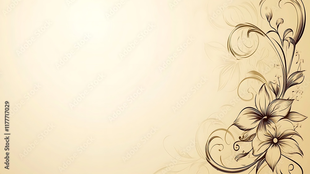 Elegant Floral Design on Beige Background Elegant Floral Design on Beige Background