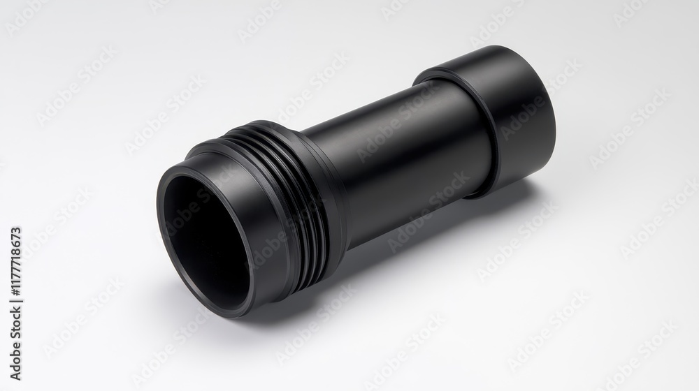Black Metallic Pipe Connector on White Background Black Metallic Pipe Connector on White Background