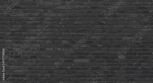 Black brick wall texture. Vector illustration.