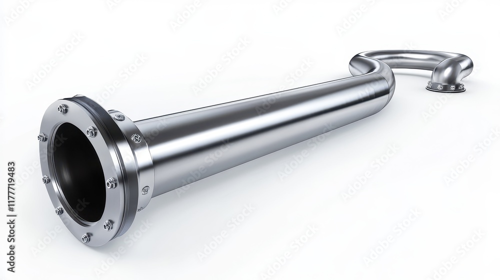 Metallic Pipe with Flange on White Background Metallic Pipe with Flange on White Background