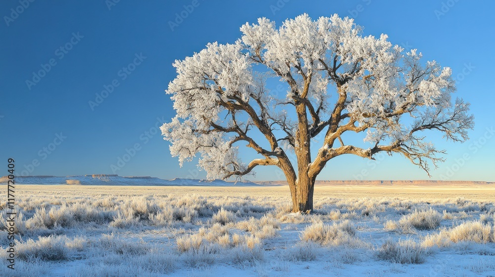 Frosted tree in a winter landscape. Frosted tree in a winter landscape.