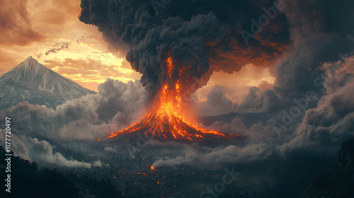 Wallpaper Mural a burst of volcanic fire erupted Torontodigital.ca