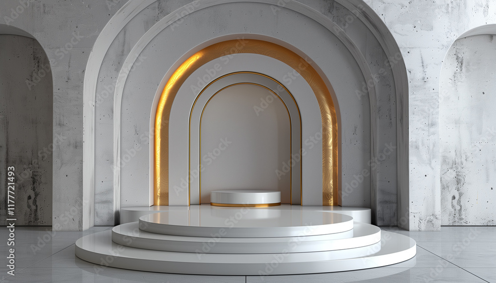 Elegant Marble Arch with Golden Accents Elegant Marble Arch with Golden Accents