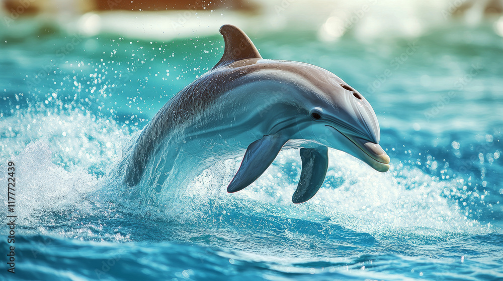 Naklejka premium Vector logo Dolphin. Dolphin jump