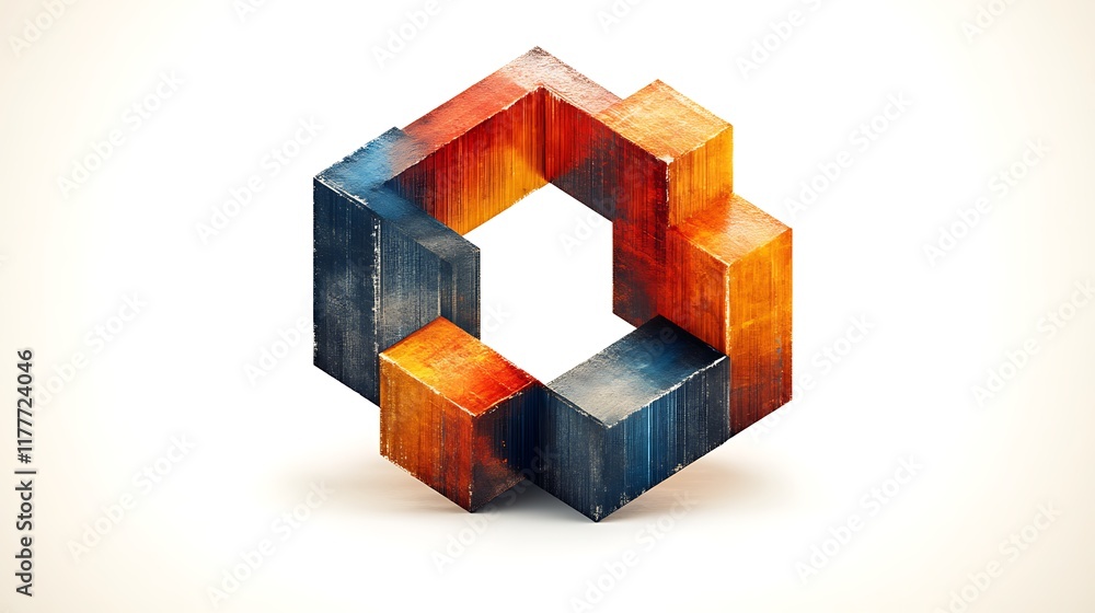 Obraz premium Abstract Interlocking Cubes Form a Unique Shape