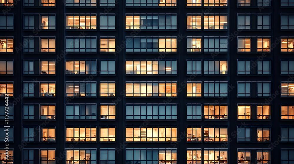 Aerial View of Seamless dark night texture featuring illuminated windows in an office building.,
Aerial View of Seamless dark night texture featuring illuminated windows in an office building.,