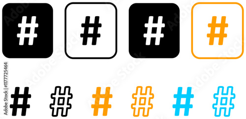 hashtag icon symbol, popular trend for social media tags - the hash icon symbol. trending explore icons, marketing promotion Advertising signs.