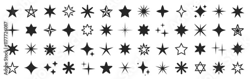 Stars icon set. Different sparkles star collection. Shine, twinkling stars, asterisk, alone star in different styles - stock vector.