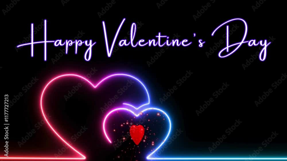 happy valentines day text animated with love shape