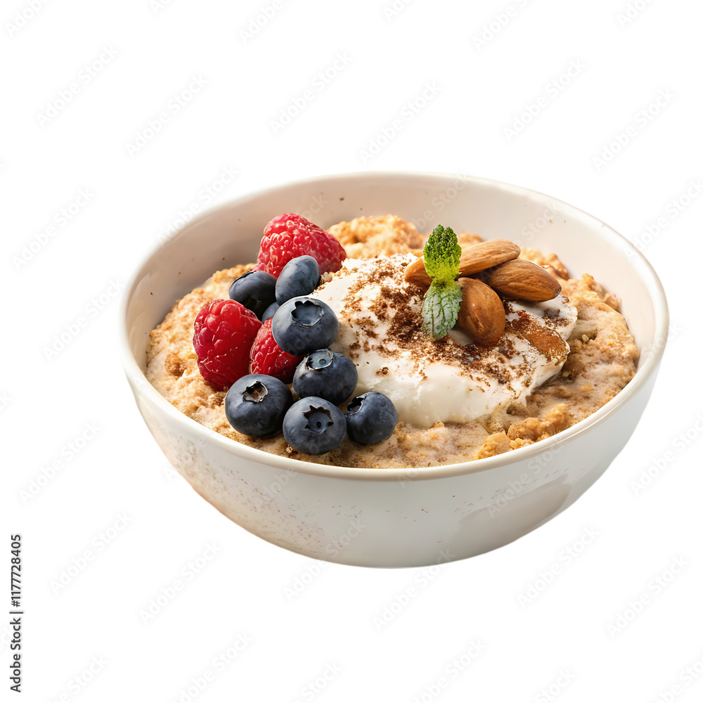 Delicious Oatmeal with Berries, Yogurt, and Almonds Delicious Oatmeal with Berries, Yogurt, and Almonds