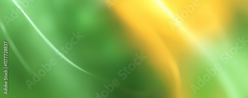 Green and yellow abstract background with light trails flowing