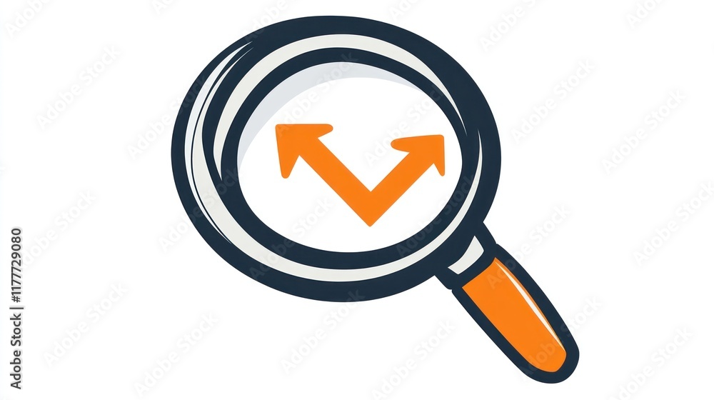 Magnifying Glass with Upward Trending Arrows: Analyzing Growth and Progress Magnifying Glass with Upward Trending Arrows: Analyzing Growth and Progress