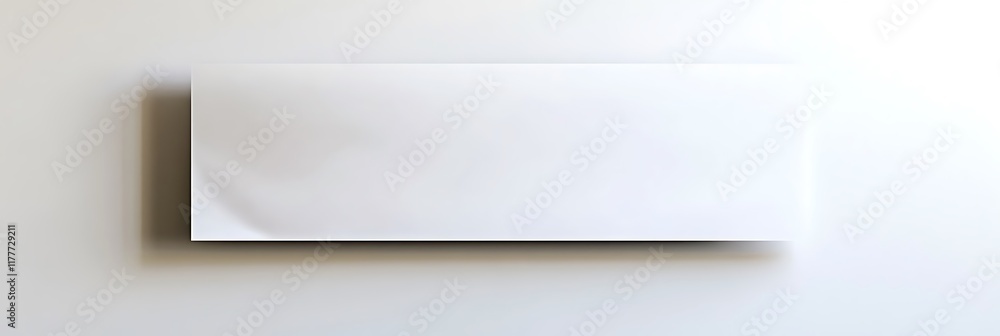 Horizontal white banner stretched taut against a flat white wall Horizontal white banner stretched taut against a flat white wall
