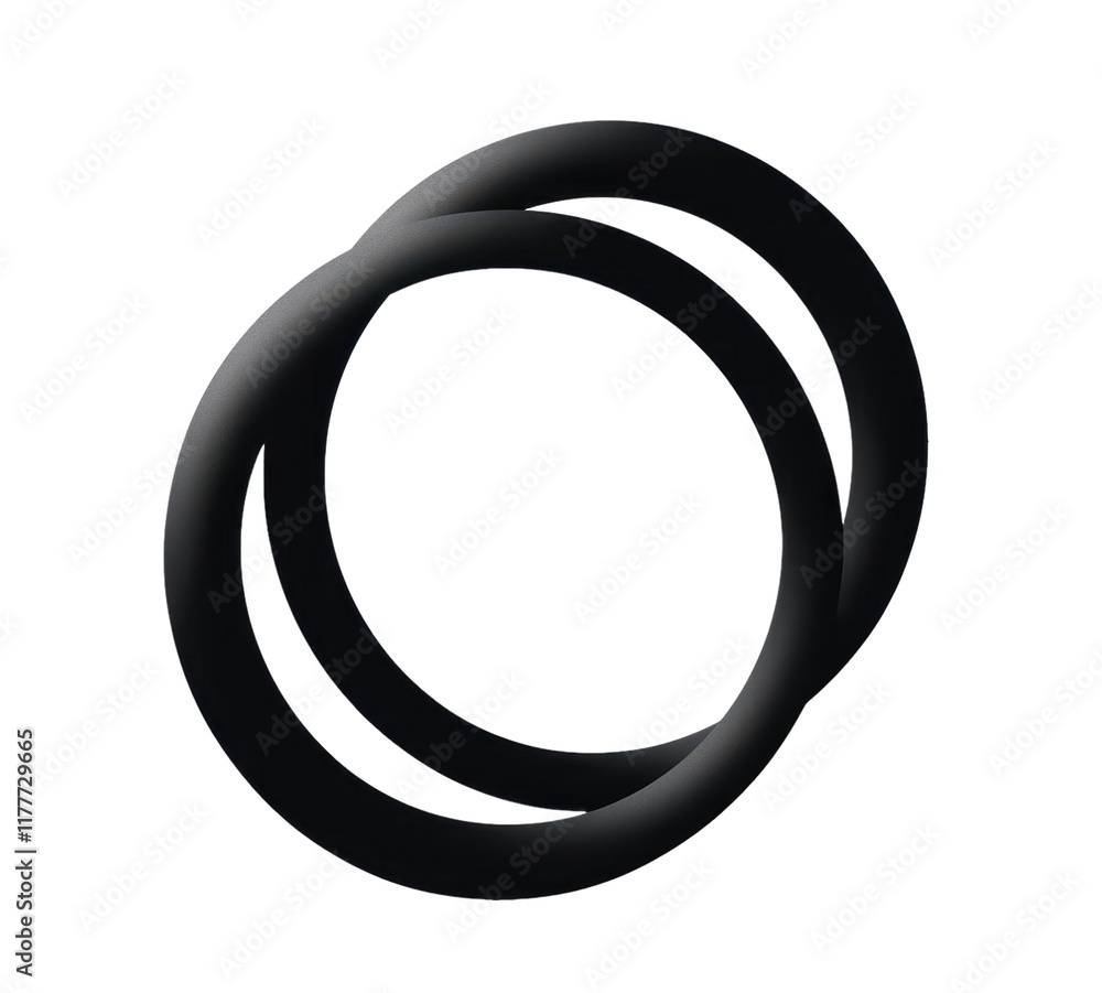 Two intertwined black rings symbolizing unity and strength with a minimalist design Two intertwined black rings symbolizing unity and strength with a minimalist design