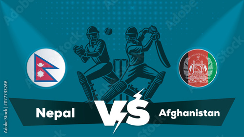 Nepal VS Afghanistan , Afghanistan vs Nepal cricket match , Cricket match concept with creative illustration.eps