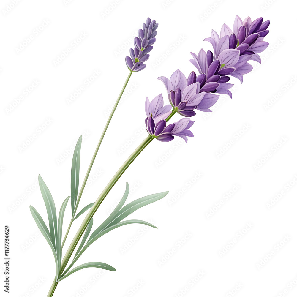 Fototapeta premium Purple lavender flower isolated PNG Clipart with transparent background