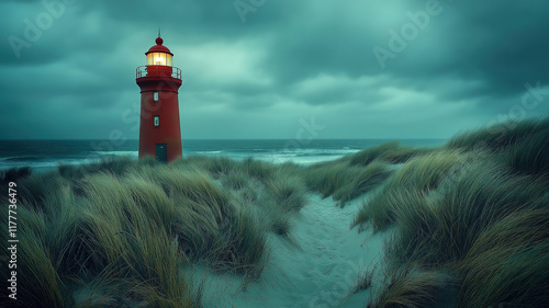 Ost Lighthouse at the edge of a dune beach, offering a stunning coastal view on Sylt island photo