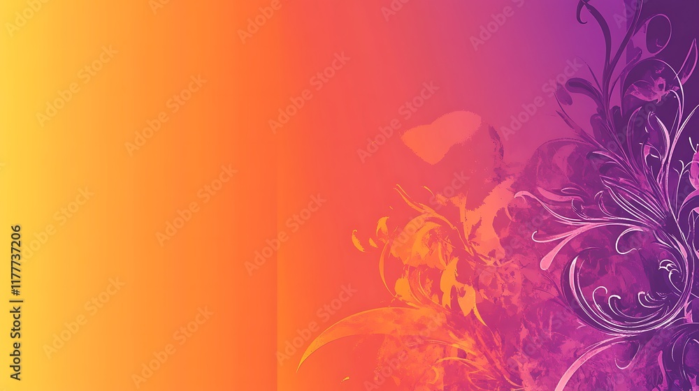 Abstract Floral Design With Orange And Purple Hues Abstract Floral Design With Orange And Purple Hues