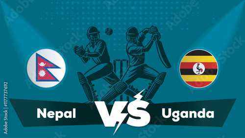Nepal Vs Uganda , Uganda VS Nepal cricket match , Cricket match concept with creative illustration.eps