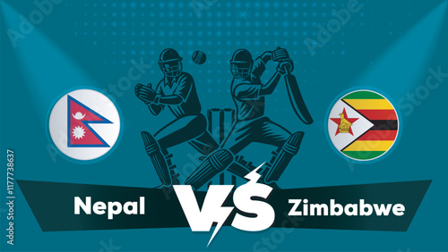 Nepal VS Zimbabwe , Zimbabwe Vs Nepal cricket match , Cricket match concept with creative illustration.eps