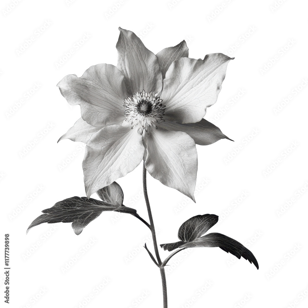 Obraz premium Wild Columbine wild flower in black and white color on transparent background