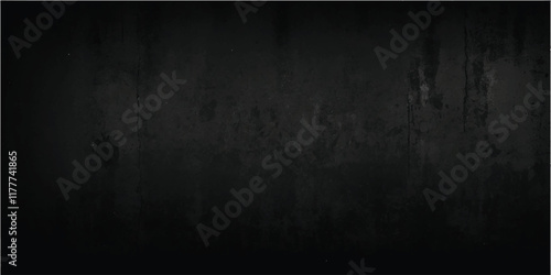 Black dark concrete wall background. Dirty black grunge background.