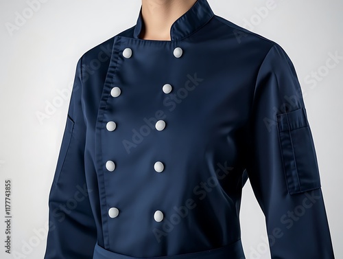 Navy blue chef uniform mockup with clear outfit design, ideal for kitchen mockup sets