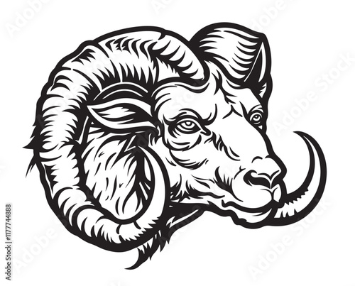 Aries ram sketch hand drawn in doodle style Horoscope illustration