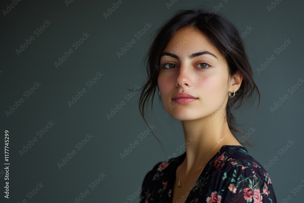 Portrait of a Young Woman with Natural Beauty Against a Soft Background Portrait of a Young Woman with Natural Beauty Against a Soft Background