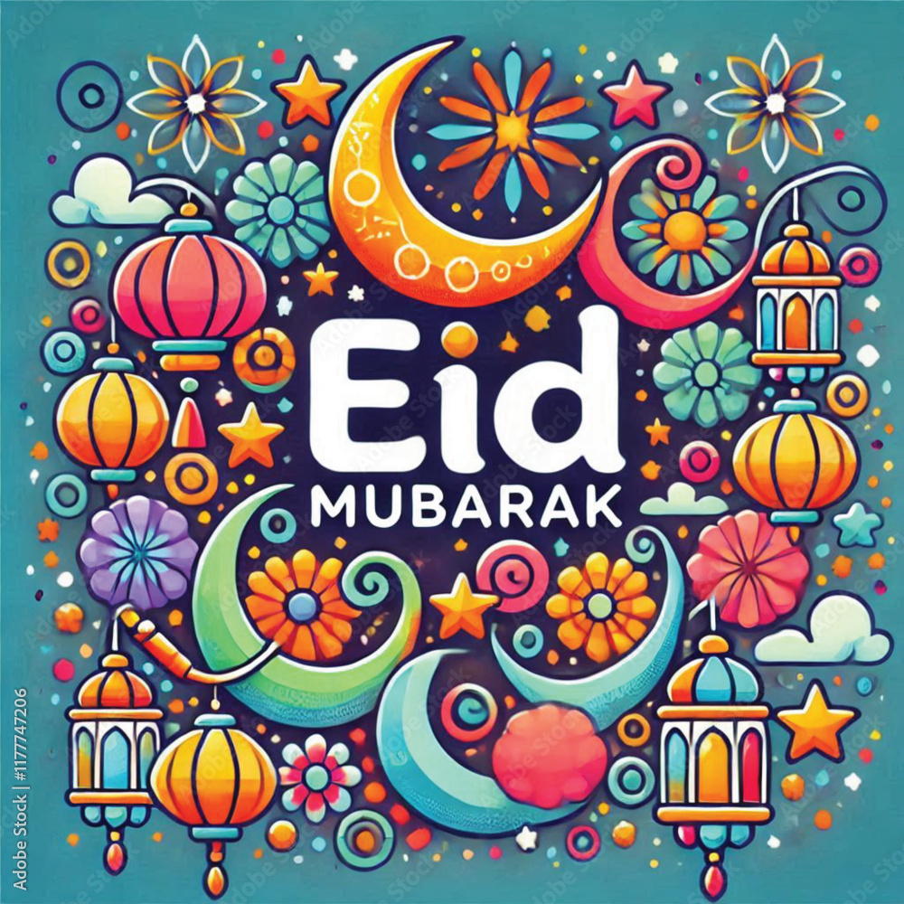 Fototapeta premium Eid Mubarak vector, muslim holiday