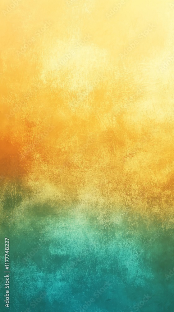 Obraz premium Blurred golden turquoise gradient background, soft edges texture, poster layout, vivid highlights, Generative AI