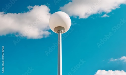 Outdoor lamp post, blue sky, clouds, summer