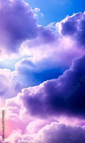Pastel Cloudscape Aerial view, sun rays, dreamy sky, phone wallpaper