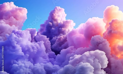 Pastel cloudscape, aerial view, sunrise, dreamy background