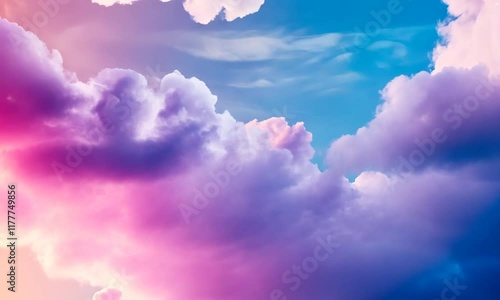 Pastel Cloudscape Dreamy sky, sunlit, background for design