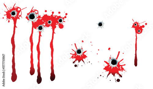 Bullet holes. Gun shot ragged marks vector eps10.