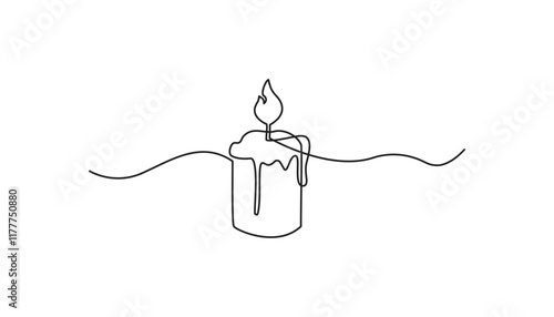 candle continuous one-line drawing