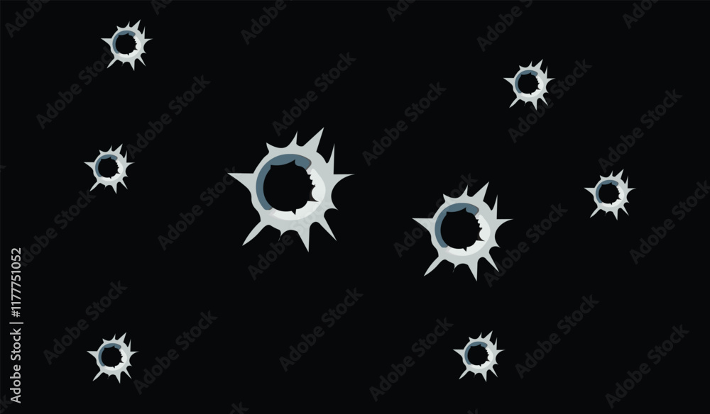 Bullet holes. Gun shot ragged marks vector eps10. Bullet holes. Gun shot ragged marks vector eps10.