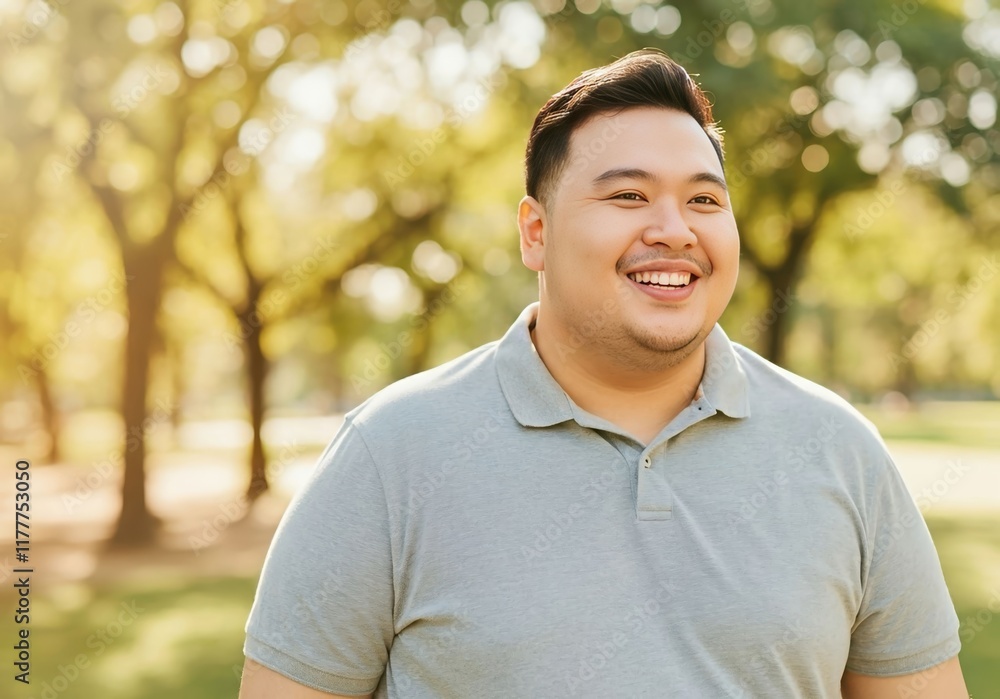 Smiling asian young adult male enjoying a sunny day in the park Smiling asian young adult male enjoying a sunny day in the park