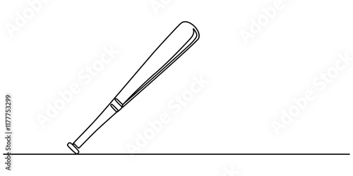 continuous line baseball bat.single line vector baseball bat.icon of baseball bat drawn one line vector.isolated white background, Baseball bat one line art. Continuous line drawing of wooden, pitcher