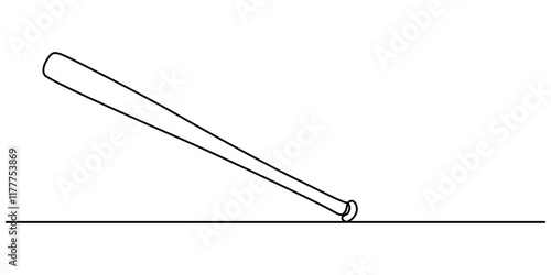 continuous line baseball bat.single line vector baseball bat.icon of baseball bat drawn one line vector.isolated white background, Baseball bat one line art. Continuous line drawing of wooden, pitcher