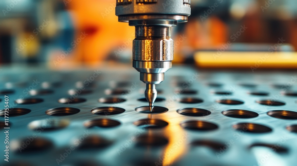 Precision Tool on Metal Surface with Holes Precision Tool on Metal Surface with Holes