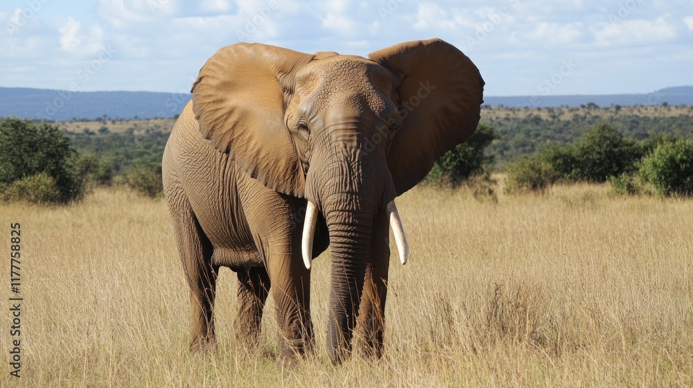 Fototapeta premium Majestic African Elephant in Savannah