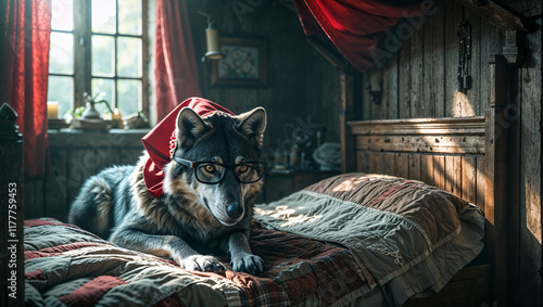 Obraz na płótnie Little Red Riding Hood with the Wolf w salonie