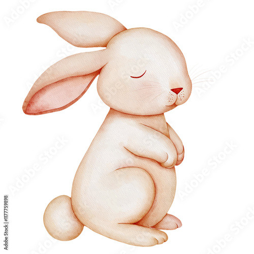 Cute watercolor rabbit. Clipart for children's design. Vector illustration