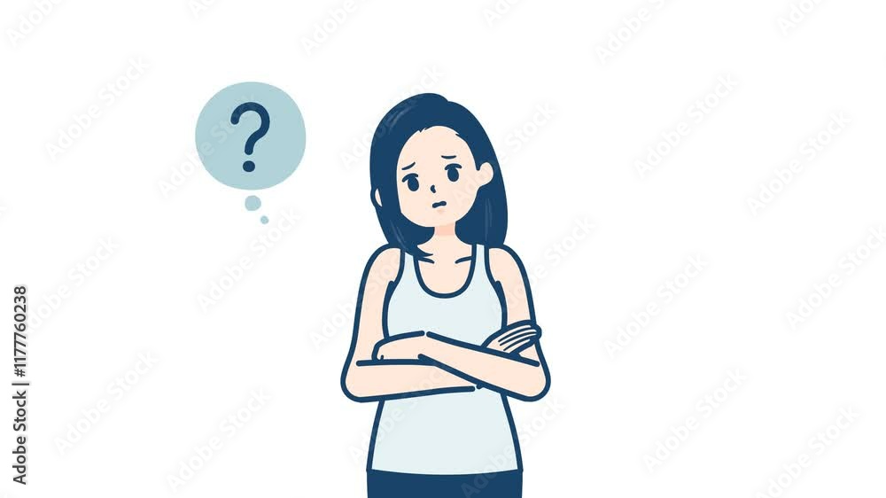 Tank top woman_think and Not Understand_with alpha channel Tank top woman_think and Not Understand_with alpha channel