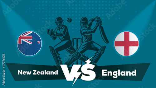 New Zealand VS England Match , England Vs New Zealand cricket match , Cricket match concept with creative illustration.eps