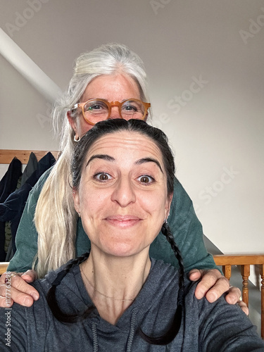 UGC POV mum and daughter happy selfie at home photo