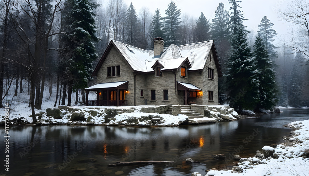 Fototapeta premium house on the lake